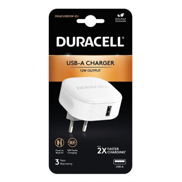 Duracell 12W Phone / Tablet Charging Head 1Xusb 5V/2.4A - White