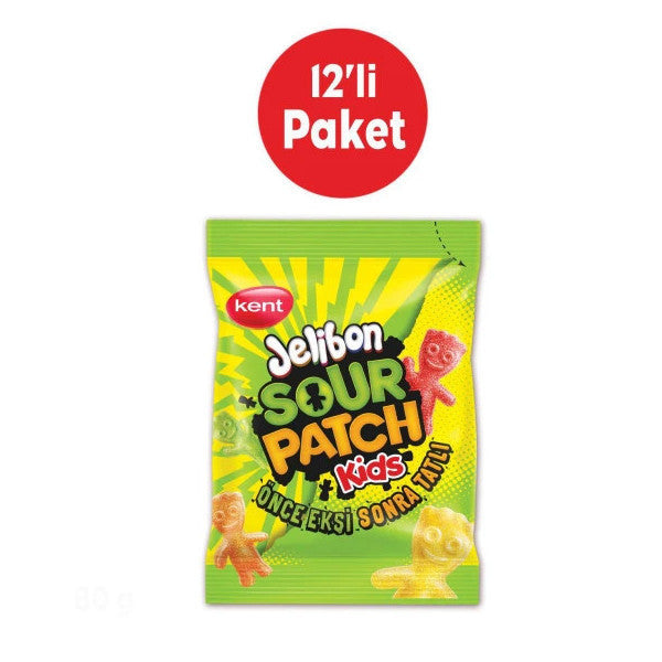 Jelly Sour Patch Kids Mixed Fruit Flavored Candy 80 Gr - 12 Pack