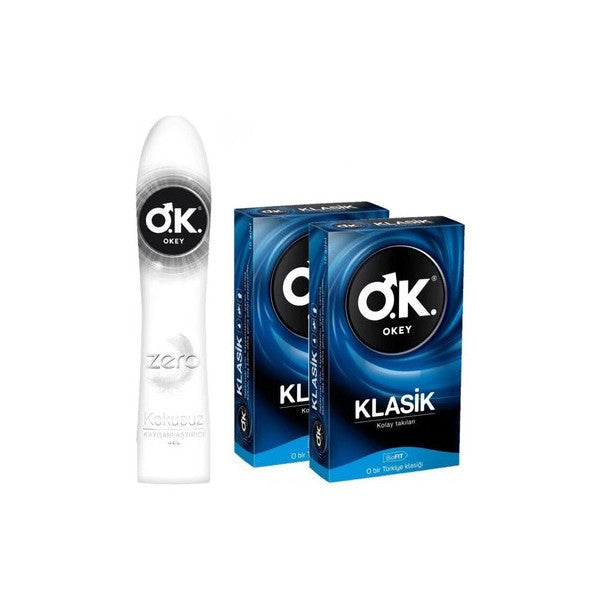 Okey Classic 20 Condoms + Zero Lubricant 100 Ml