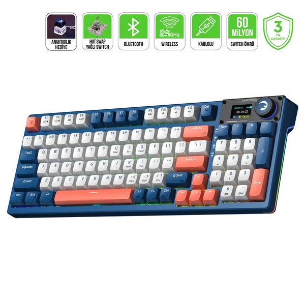 Gamepower Gasket Elite X Rgb Wireless/bluetooth/wired Mechanical Hot-Swap Oiled Switch Gasket Gaming Keyboard