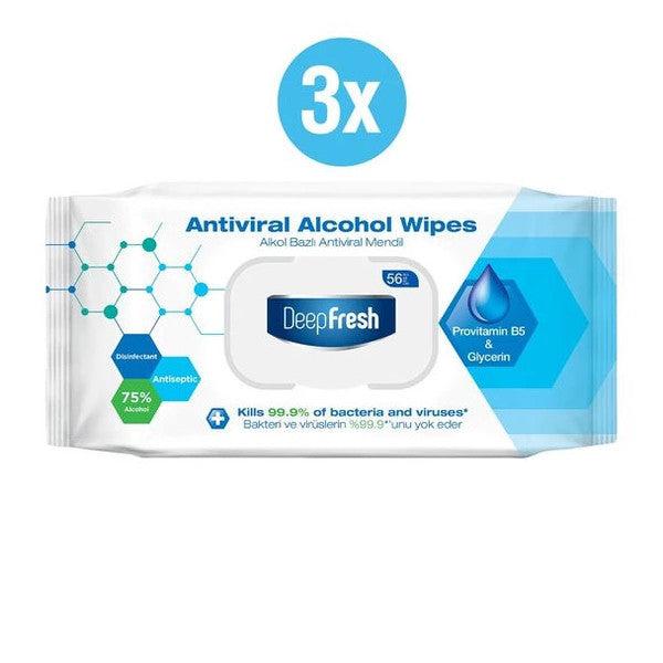 Deep Fresh Alcohol Antiviral Wet Wipes 3 X 56 Sheets