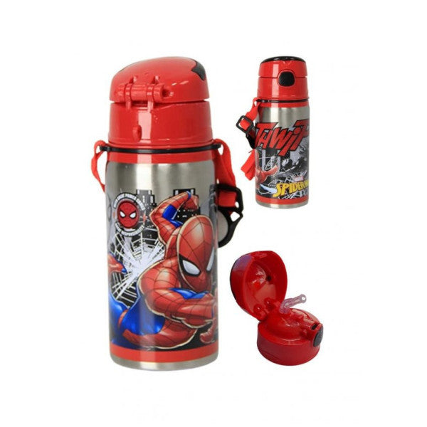 Boy's Spiderman Steel Flask 500Ml 1 Piece Spiderman Steel Water Bottle 1 Piece Licensed School Flask