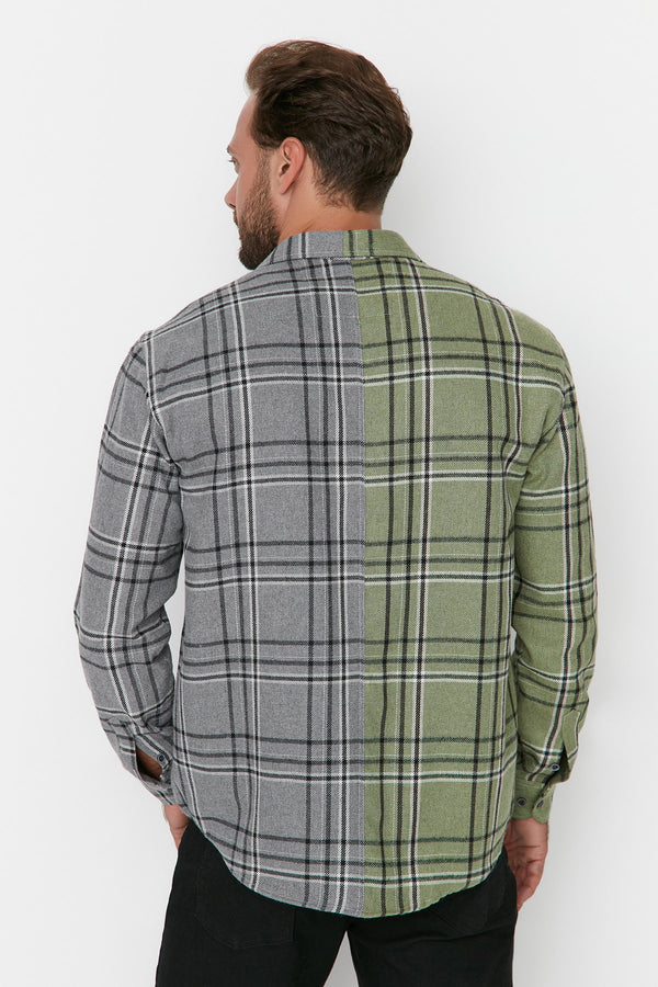 Trendyol Man Multicolored Men's Regular Fit Color Block Lumberjack Plaid Shirt Tmnaw23Go00036