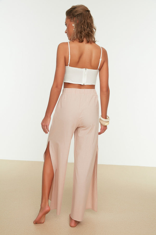 Trendyolmilla Slit Detailed Linen Look Trousers Tbess21Pl0493