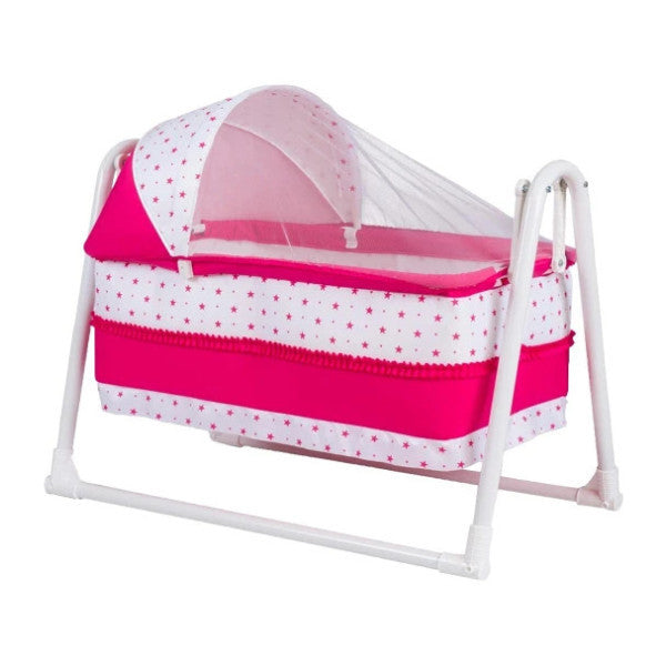 Chubby Baby Luxury Swinging Canopy Portable Basket Crib Pink