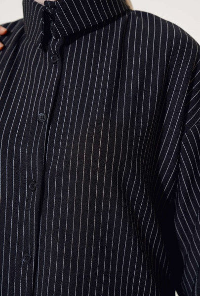 Pinstripe Double Suit Black