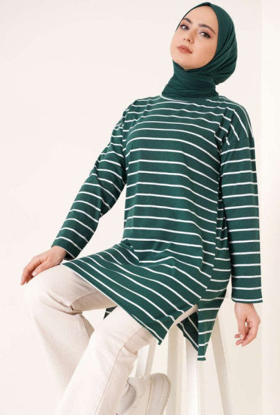 Striped Tunic Emerald Green