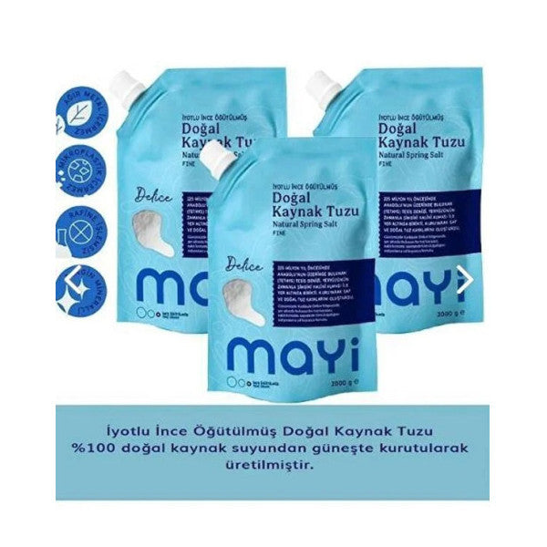 Mayi Salt Iodine Added Finely Ground Natural Spring Salt 3 X 2 Kg