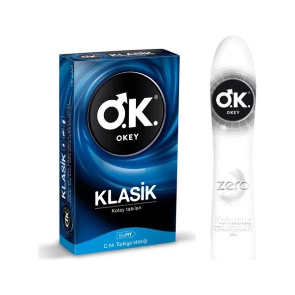 Okey Classic 10 Pack Condoms + Zero Lubricating Gel 100 Ml