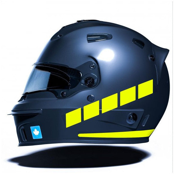 Fluorescent Yellow Motorcycle Helmet Sticker Çınar Extreme With Stripe Design