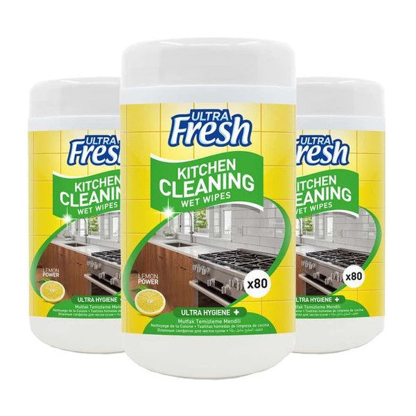 Ultra Fresh Kitchen Surface Cleaning Wipes Boxed 80 Sheets 3 Pieces