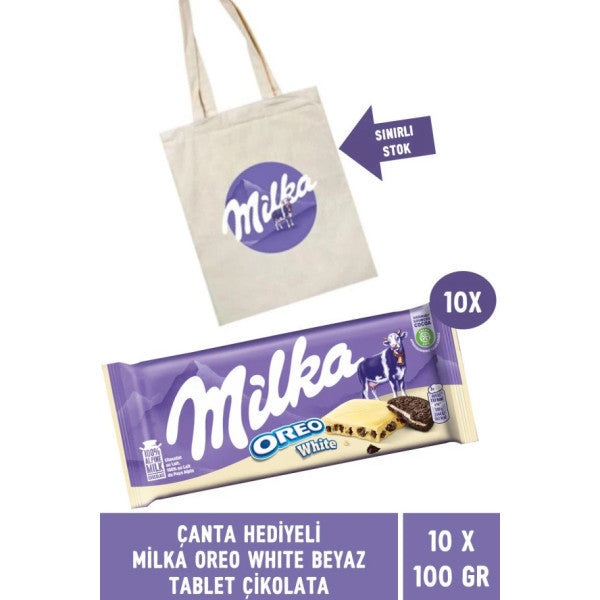 Milka Oreo White Chocolate Tablets With Gift Bag 100 Gr - 10 Pieces