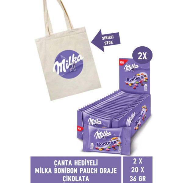 Milka Bonibon Pauch Dragee Chocolate With Gift Bag 36 Gr - 40 Pieces