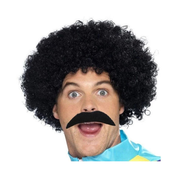 Periboia Black Scouser Men's Short Wig And Moustache Set