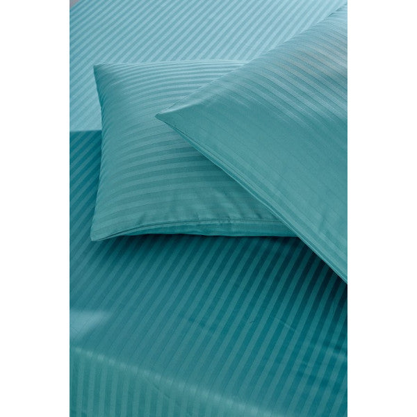 Komfort Home King Size Striped Cotton Satin Sheet Set / Petrol Green