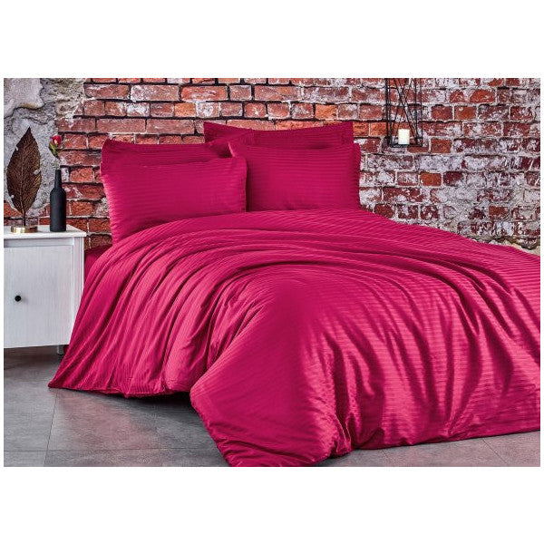 Komfort Home Double Striped Cotton Satin Duvet Cover Set