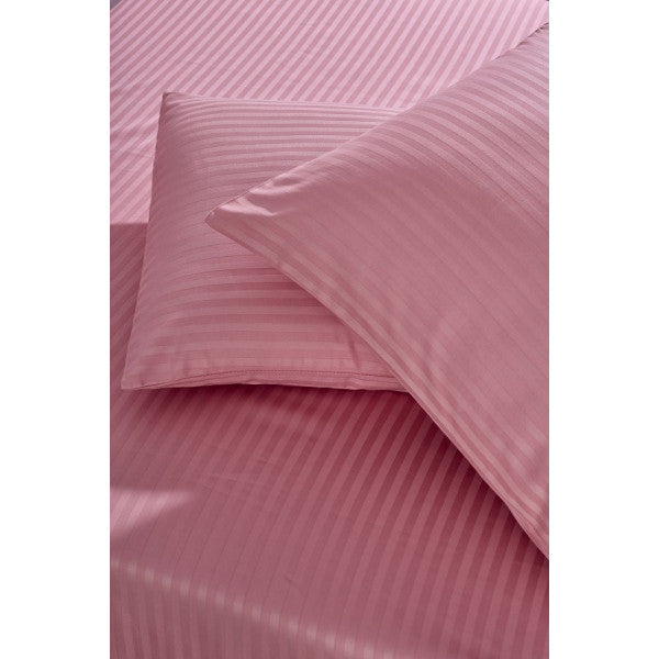 Komfort Home Double Striped Cotton Satin Sheet Set / Powder