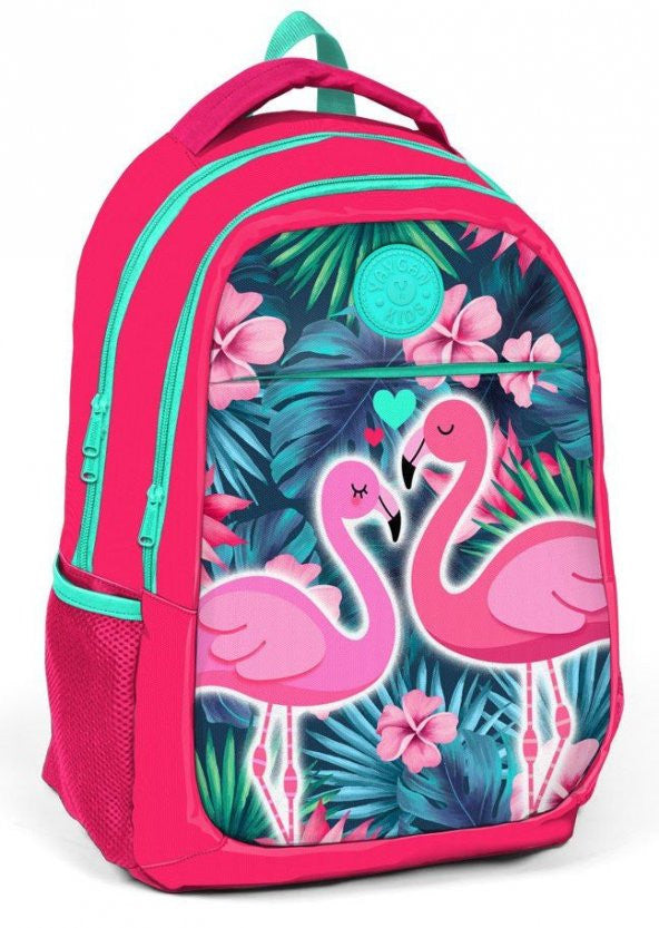 Yaygan Kids Pink Green Flamingo Girls' Primary And Middle School Bag
