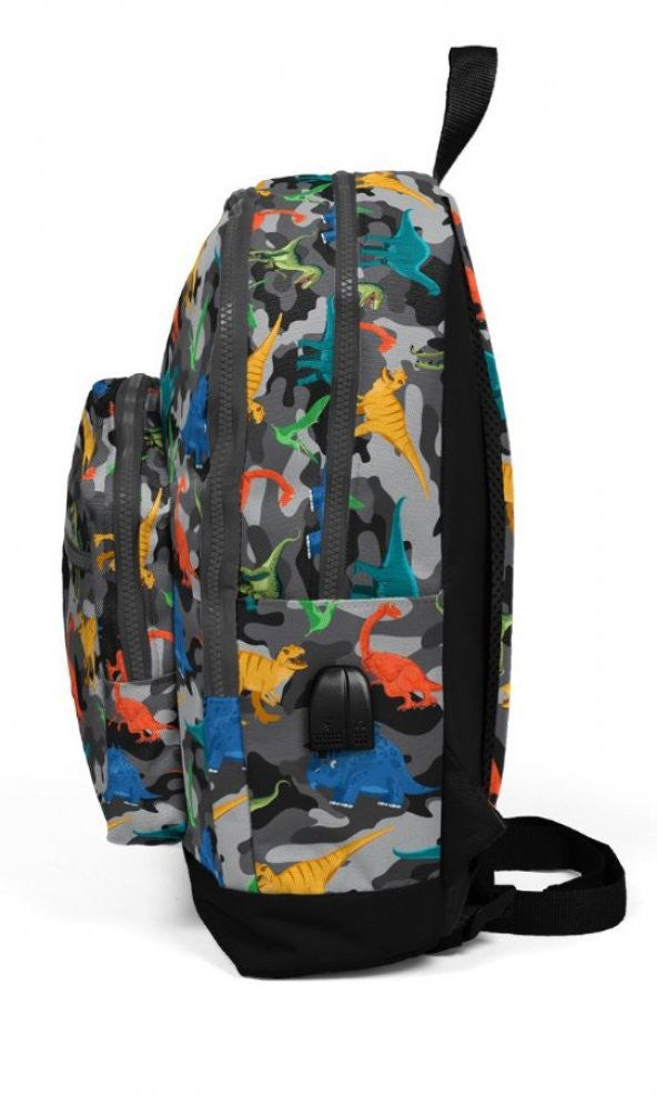 Coral High Kids Four-Eyed Boy Primary School Bag - Dinosaur Camouflage Pattern- With Usb+Aux Socket