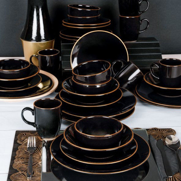 Ege Black Gold Dinnerware 30 Pieces for 6 Persons