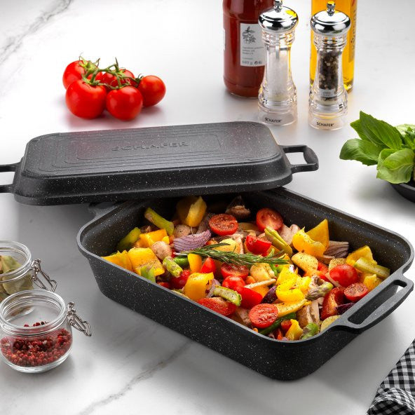 Schafer Famos Cast Iron Oven Tray With Lid- Grey
