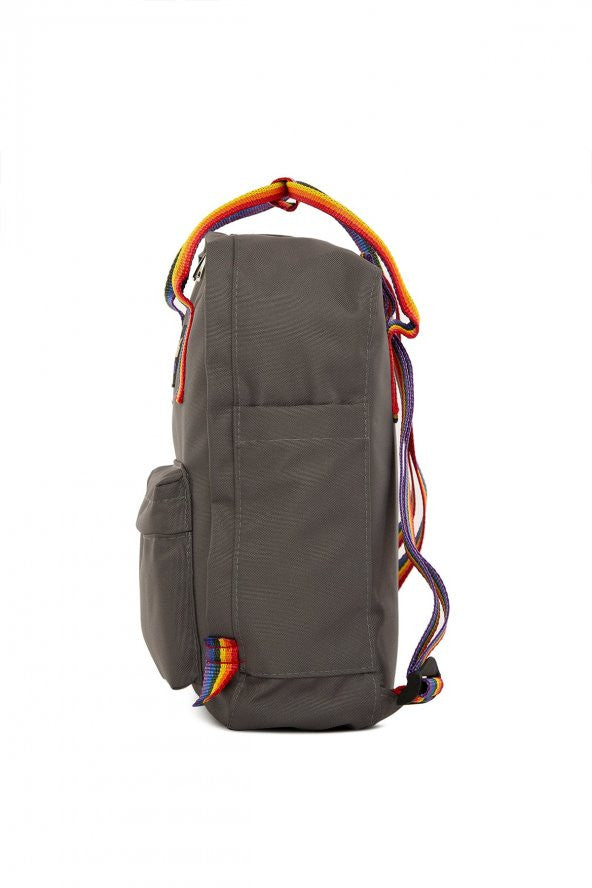 Bagmori Gray Square Strap Adjustable Backpack