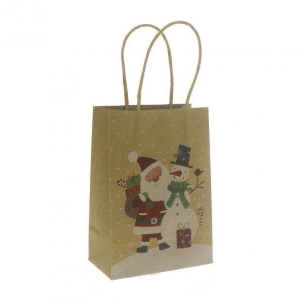 3 Pieces 7X12X17Cm Kraft Cardboard Bag Christmas Snowman Santa Claus