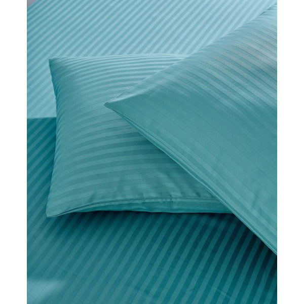 Komfort Home Striped Cotton Satin Pillowcase / Petrol Green (2 Pcs)