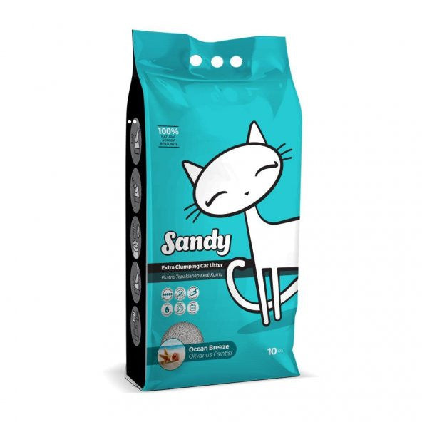 Sandy Ocean Ocean Scented Dust-Free Clumping Sodium Bentonite Gray Cat Litter 10 Kg