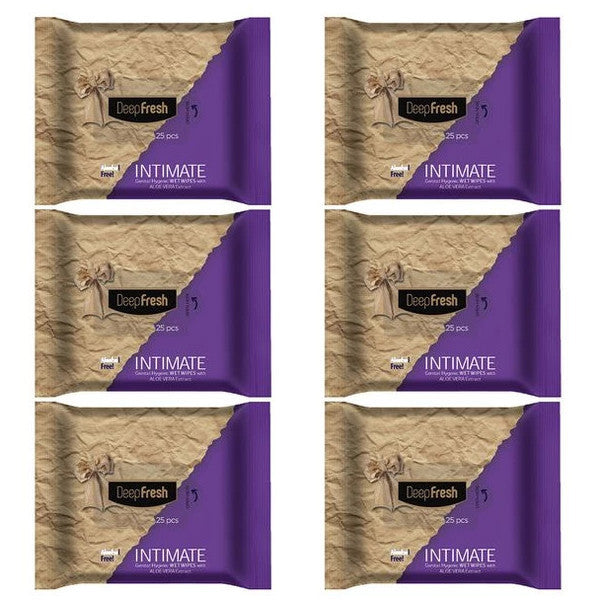 Deep Fresh Intimate Geniteal Area Cleansing Wipes Aloevera 6 Pack 150 Sheets