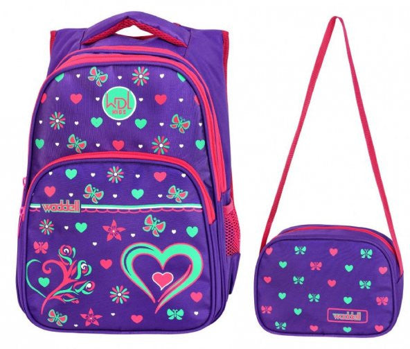 Waddell Bag Purple Heart Primary School Bag - Waddell Bag Girls School Backpack
