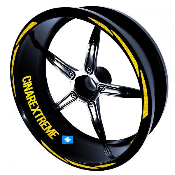 3 Piece Design Reflective Yellow Rim Strip Sticker Çınar Extreme