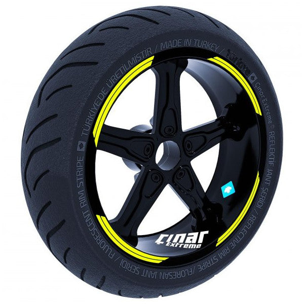 Fluorescent Yellow Rim Stripe Sticker with Double Stripe Design Çınar Extreme