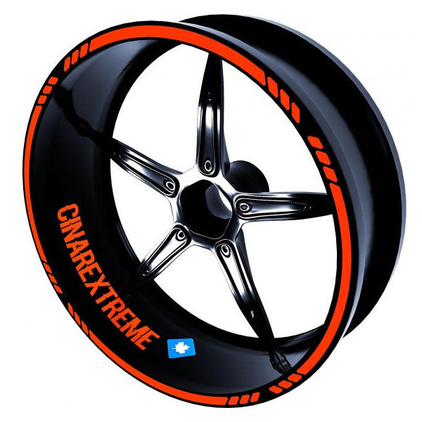 4-Piece Cutout Design Fluorescent Orange Rim Stripe Sticker Çınar Extreme