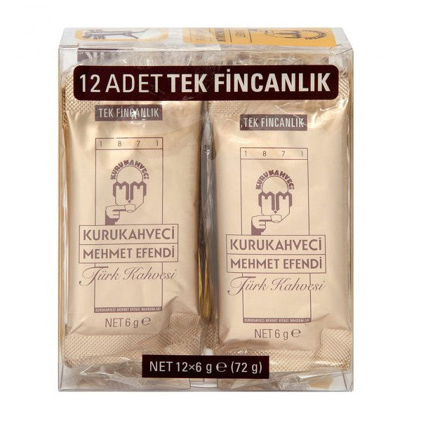 Kurukahveci Mehmet Efendi Turkish Coffee 12X6 Gr Single Drink Packaging 2 Packs