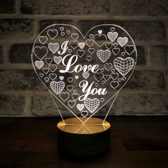 3D Heart I Love You Lamp