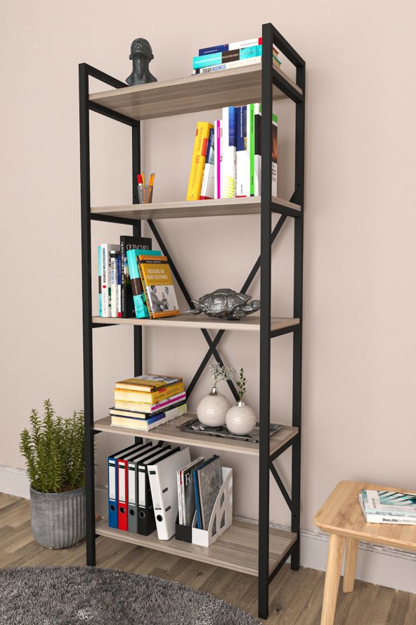 Wood House - Bahar 5-Shelf Bookcase - Cordoba