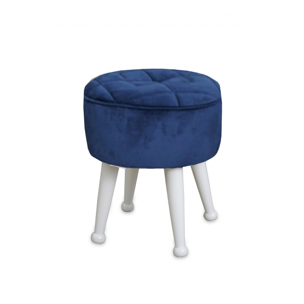 Miskin Lacquered Navy Blue Pouffe Foot End Seat Pouffe Makeup Chair Pouffe Bench Footrest Wooden Leg Pouffe