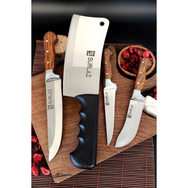 Surlaz Cleaver Armor Knife Set 4 Piece Meat Knife Handmade