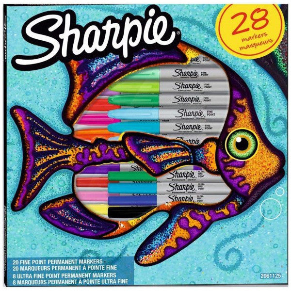 Sharpie Fine Permanent Marker Pen 28 Pcs Fish Special Series 2061125