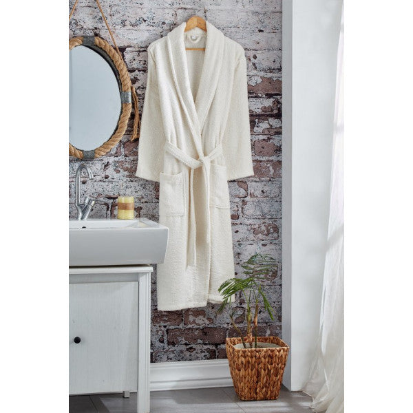 Komfort Home Cotton Bathrobe - Size L - Ecru