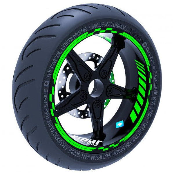 Fluorescent Green Moto GP Inner Outer Rim Strip Team Sticker Çınar Extreme