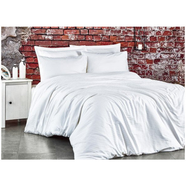 Komfort Home Oversized Striped Cotton Satin Duvet Cover Set