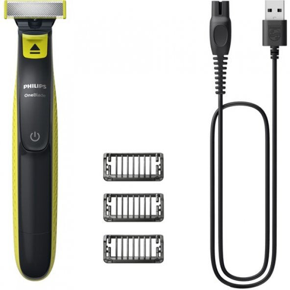 Philips OneBlade QP2724/10 Yüz şekillendirme tıraş makinesi, USB-A şarj edilebilir, ıslak/kuru kullanım, 1 mm-3 mm-5 mm Anız Sakal Taraklar