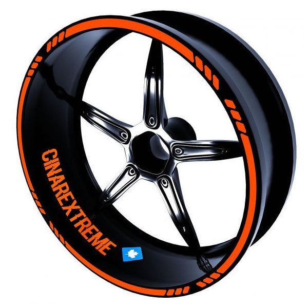 4-Piece Cutout Design Flame Orange Rim Stripe Sticker Çınar Extreme