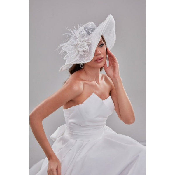 Bridal Hat With Bow And Rose