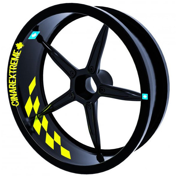 Gp Flag Checkered Fluorescent Yellow Inner Rim Strip Sticker Çınar Extreme