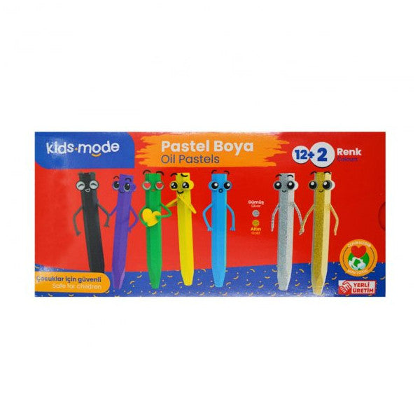 Kids Mode Oil Crayons Hexagonal 12+2 Colors Dkpb100
