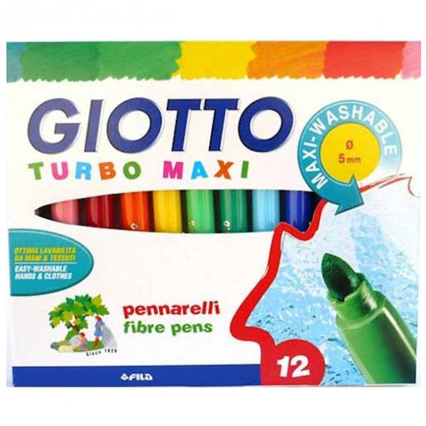 Giotto Felt Tip Crayons Jumbo Turbo Maxi 12 Colors 454000