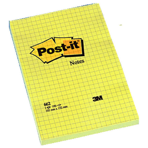 Post-Push Sticky Note Paper Large Size Checkered 100 sheets 102X152 Yellow 662